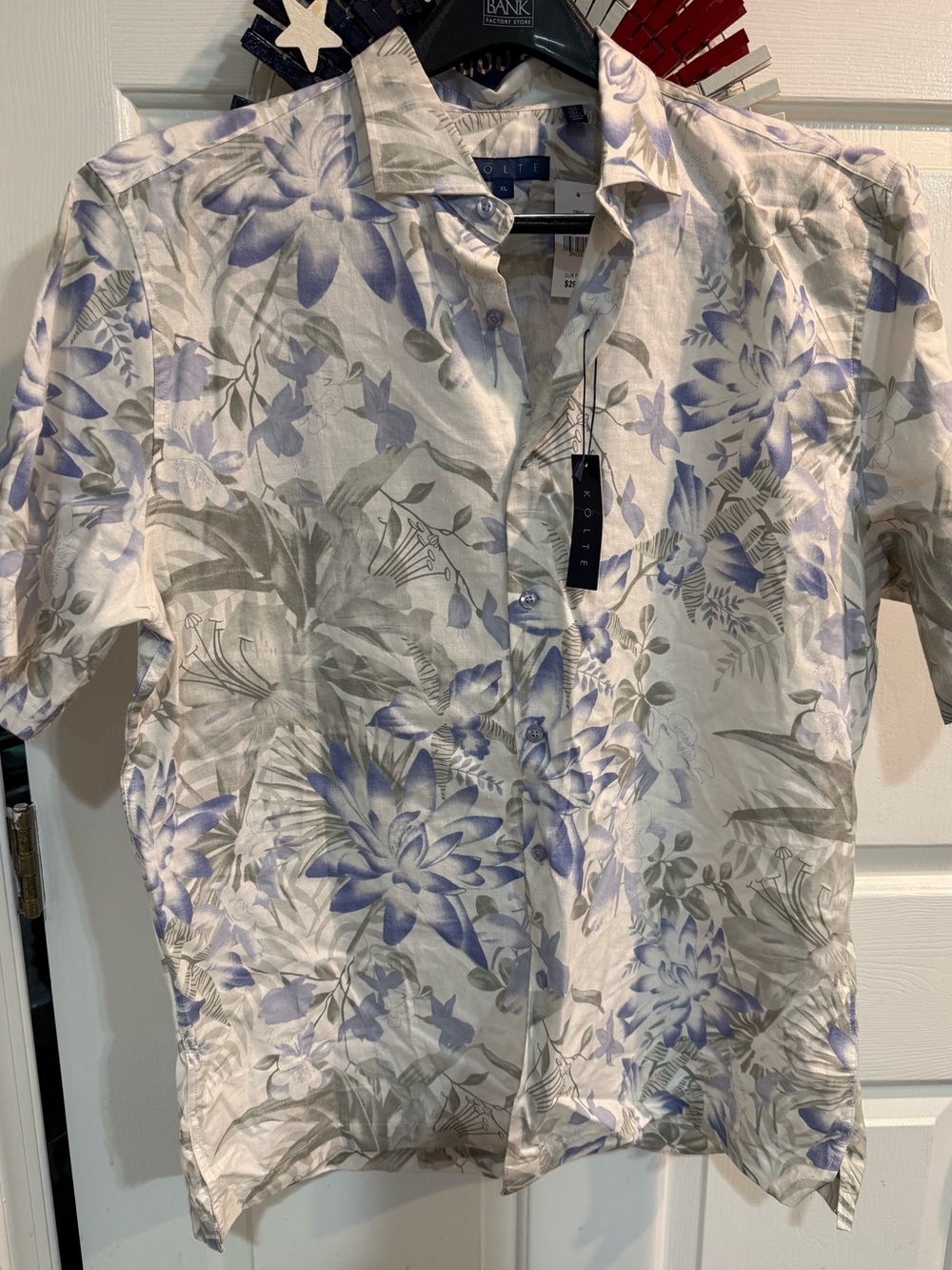 KOLTE Men’s XL Blue & Cream Button-Up Shirt